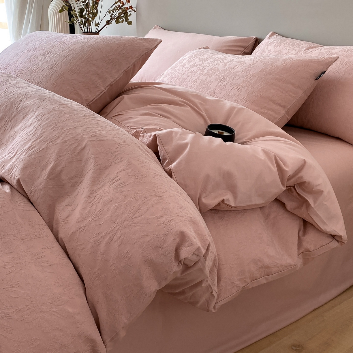 禾时 2025新款A类60支加厚长绒棉全棉纯棉立体提花轻奢四件套 初禾（豆沙）