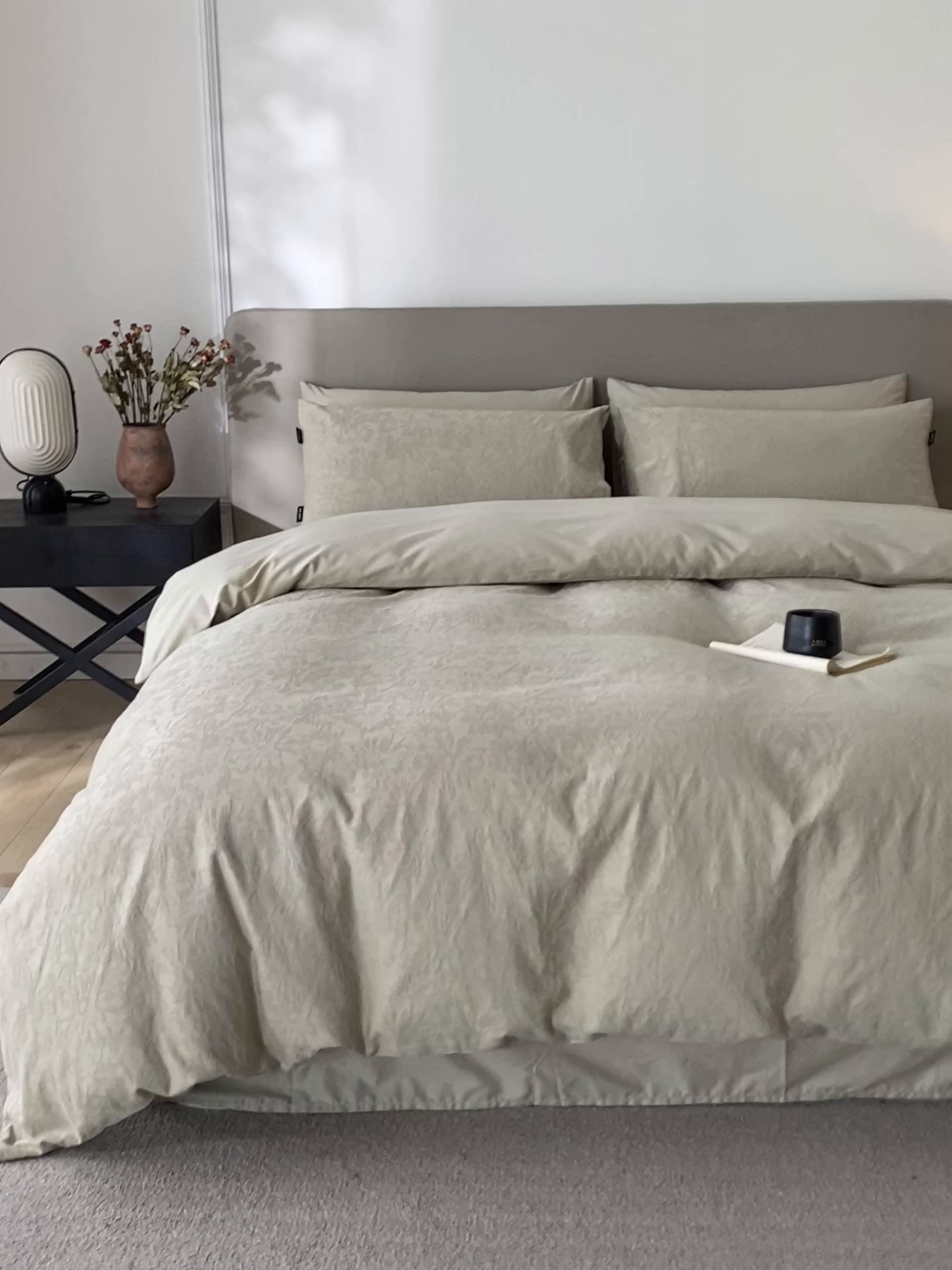 91家纺网 家纺一手货源 找家纺 禾时 2025新款A类60支加厚长绒棉全棉纯棉立体提花轻奢四件套 初禾（绿）