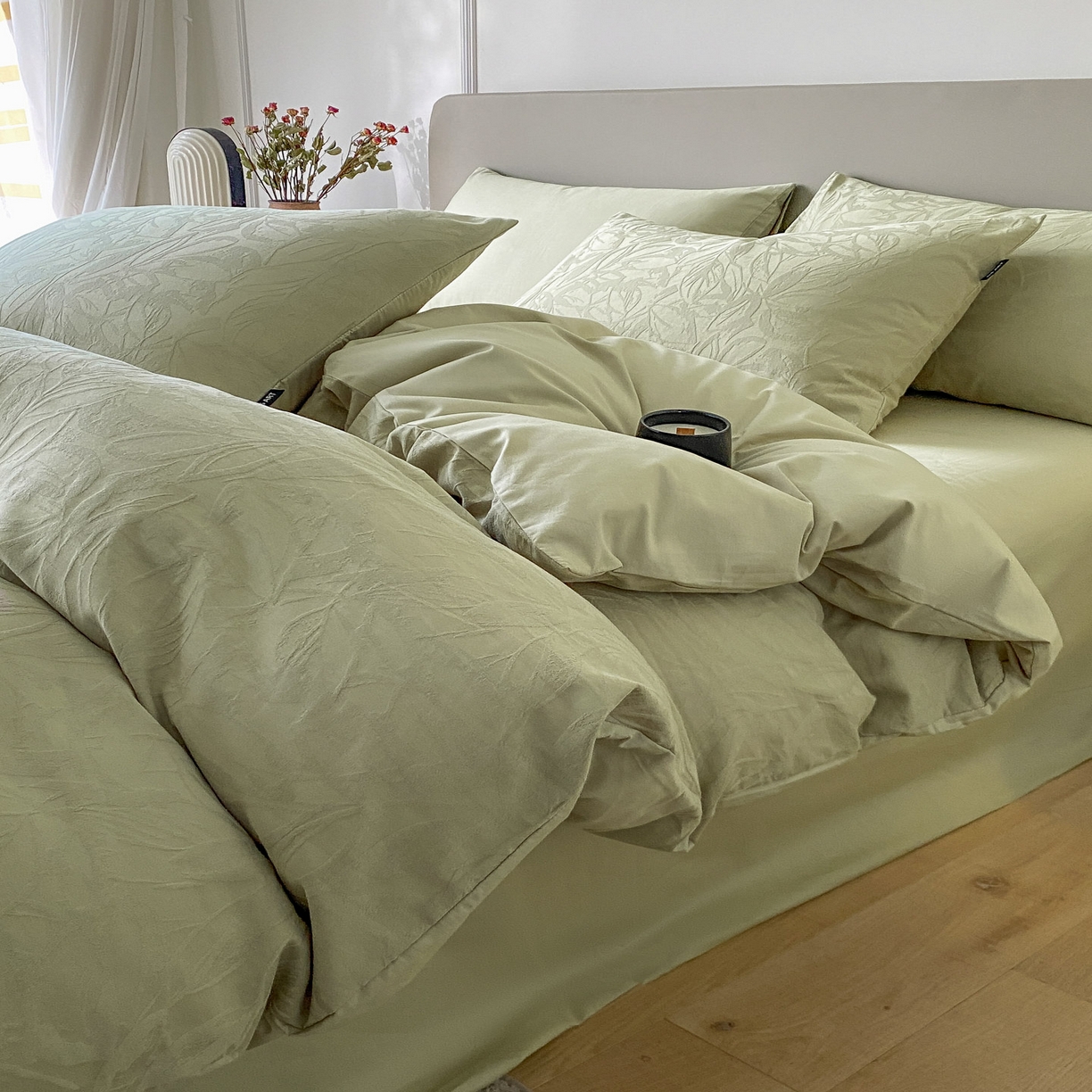禾时 2025新款A类60支加厚长绒棉全棉纯棉立体提花轻奢四件套 达米安（绿）