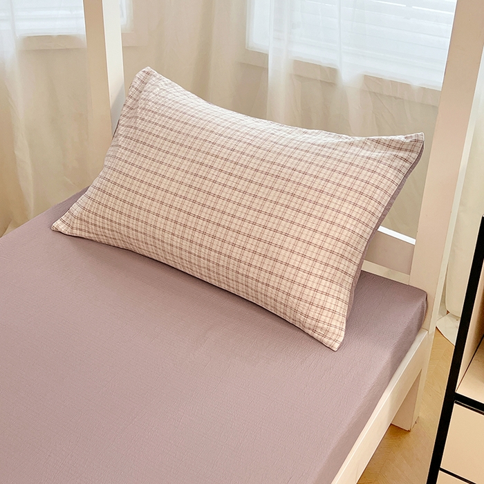 91家纺网 家纺一手货源 找家纺 梦舒羽 2025新款双层纱格子学生宿舍上下铺套件 常规款-可可咖格