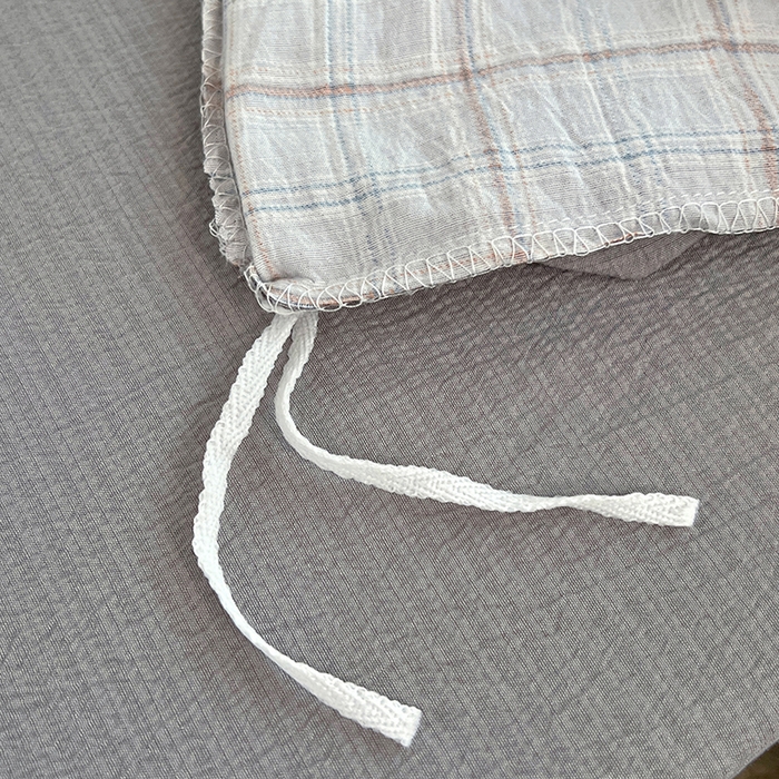 91家纺网 家纺一手货源 找家纺 梦舒羽 2025新款双层纱格子学生宿舍上下铺套件 常规款-洛卡深灰