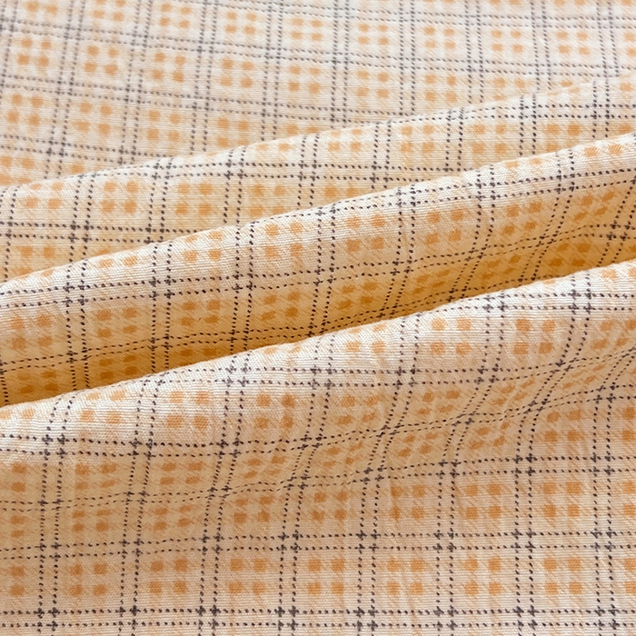 91家纺网 家纺一手货源 找家纺 梦舒羽 2025新款双层纱格子学生宿舍上下铺套件 常规款-秋田黄格