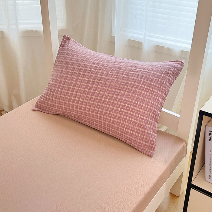 91家纺网 家纺一手货源 找家纺 （总）梦舒羽 2025新款双层纱格子学生宿舍上下铺套件