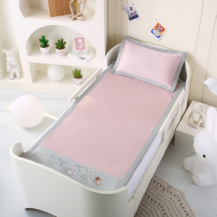 91家纺网 家纺一手货源 找家纺 小牛席业 2025新款儿童凉感冰丝席儿童席-星际探索 星际探索-粉色