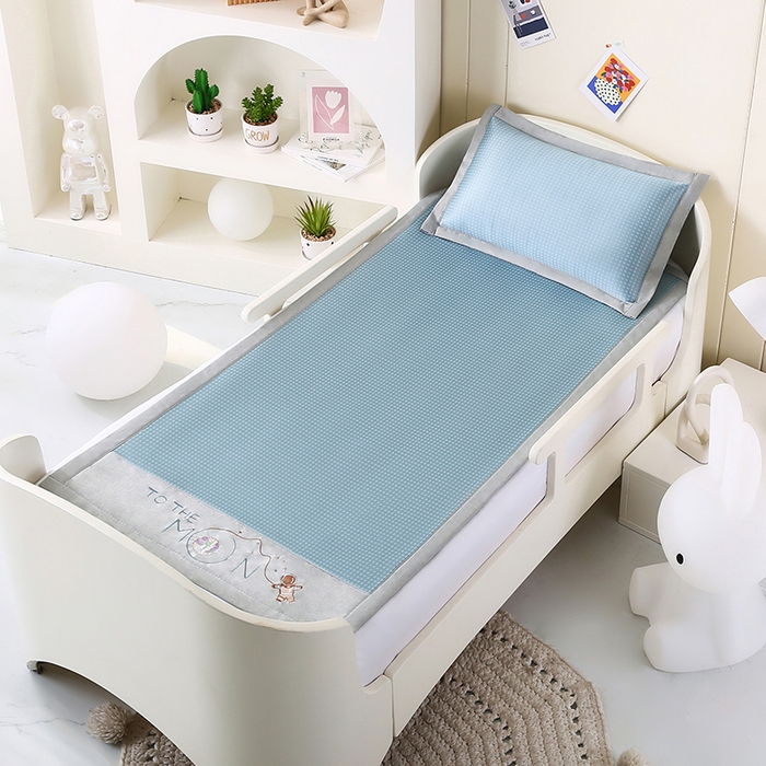 91家纺网 家纺一手货源 找家纺 小牛席业 2025新款儿童凉感冰丝席儿童席-星际探索 星际探索-蓝色