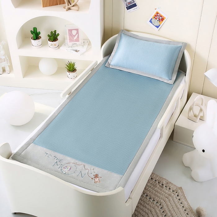 91家纺网 家纺一手货源 找家纺 小牛席业 2025新款儿童凉感冰丝席儿童席-星际探索 星际探索-蓝色