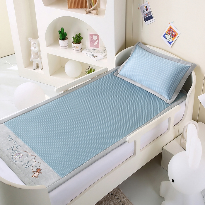 91家纺网 家纺一手货源 找家纺 小牛席业 2025新款儿童凉感冰丝席儿童席-星际探索 星际探索-蓝色