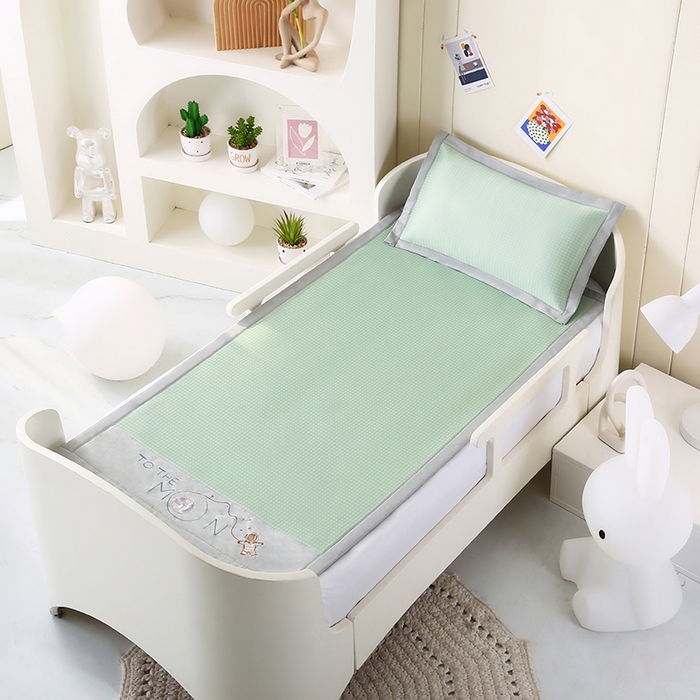 91家纺网 家纺一手货源 找家纺 小牛席业 2025新款儿童凉感冰丝席儿童席-星际探索 星际探索-绿色