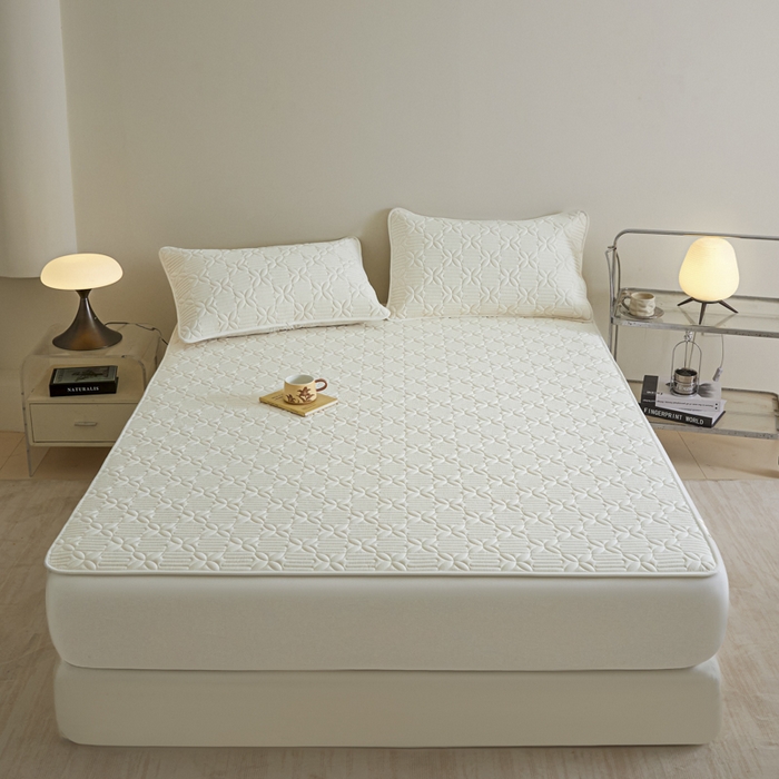 91家纺网 家纺一手货源 找家纺 芬晴家纺 2025新款A类全棉纯棉水洗棉大豆床笠单床笠单品床笠单件床笠 遇见-白