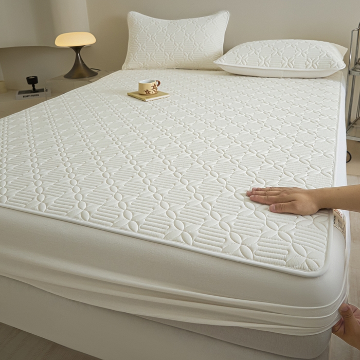 91家纺网 家纺一手货源 找家纺 芬晴家纺 2025新款A类全棉纯棉水洗棉大豆床笠单床笠单品床笠单件床笠 遇见-白