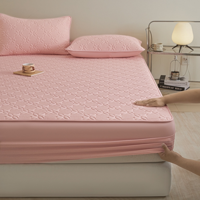 91家纺网 家纺一手货源 找家纺 芬晴家纺 2025新款A类全棉纯棉水洗棉大豆床笠单床笠单品床笠单件床笠 遇见-嫩粉