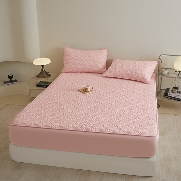 91家纺网 家纺一手货源 找家纺 芬晴家纺 2025新款A类全棉纯棉水洗棉大豆床笠单床笠单品床笠单件床笠 遇见-嫩粉