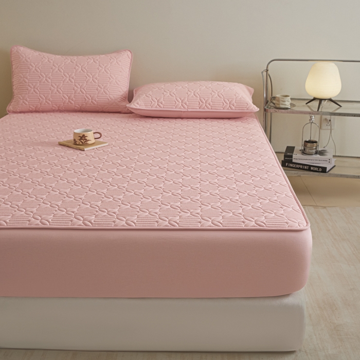 91家纺网 家纺一手货源 找家纺 芬晴家纺 2025新款A类全棉纯棉水洗棉大豆床笠单床笠单品床笠单件床笠 遇见-嫩粉