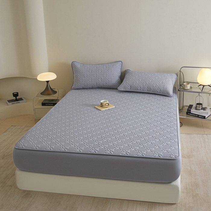 91家纺网 家纺一手货源 找家纺 芬晴家纺 2025新款A类全棉纯棉水洗棉大豆床笠单床笠单品床笠单件床笠 遇见-浅灰