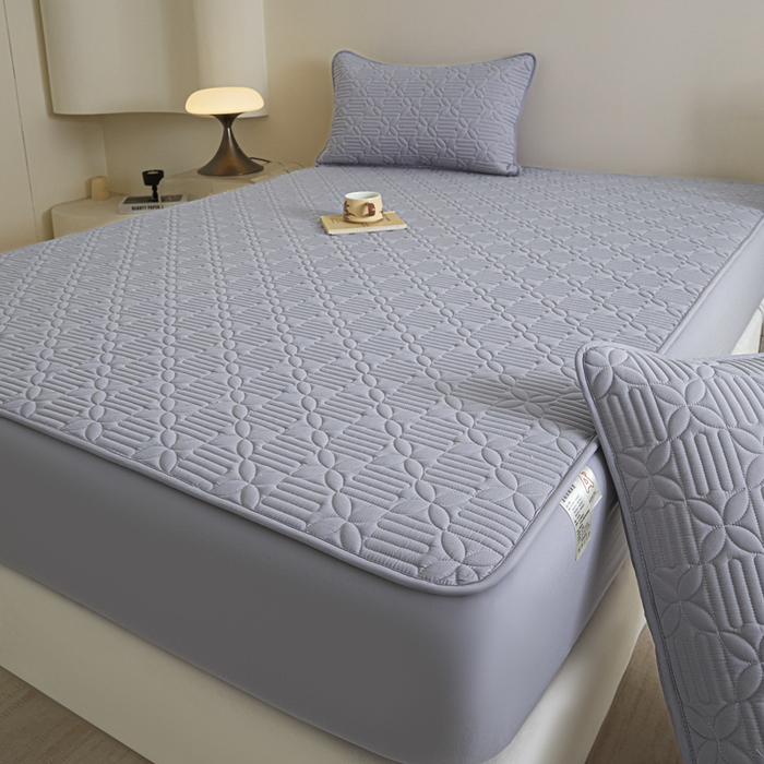 91家纺网 家纺一手货源 找家纺 芬晴家纺 2025新款A类全棉纯棉水洗棉大豆床笠单床笠单品床笠单件床笠 遇见-浅灰