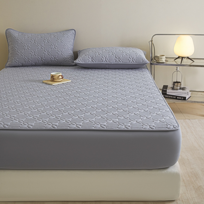 91家纺网 家纺一手货源 找家纺 芬晴家纺 2025新款A类全棉纯棉水洗棉大豆床笠单床笠单品床笠单件床笠 遇见-浅灰