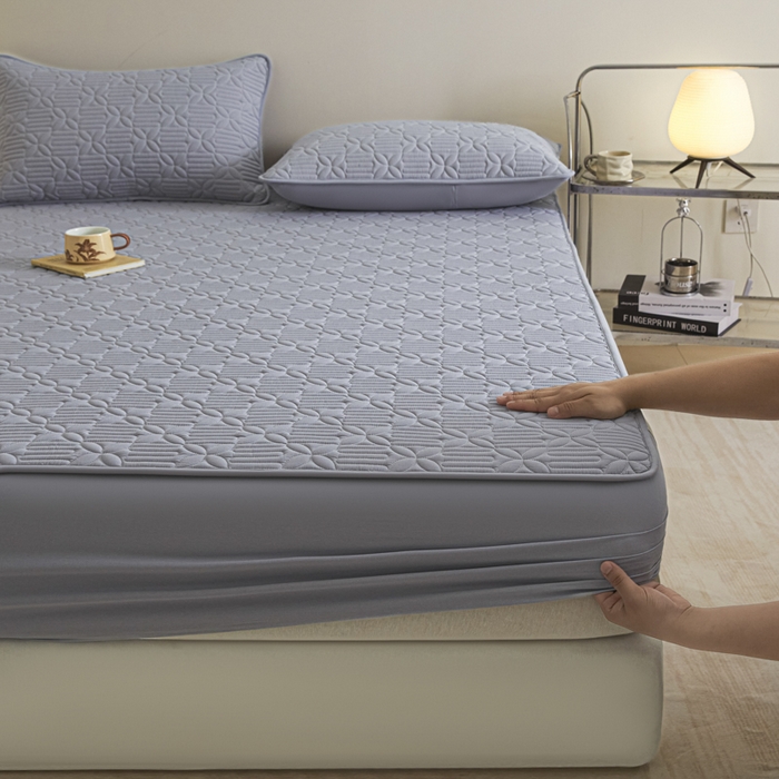 91家纺网 家纺一手货源 找家纺 芬晴家纺 2025新款A类全棉纯棉水洗棉大豆床笠单床笠单品床笠单件床笠 遇见-浅灰