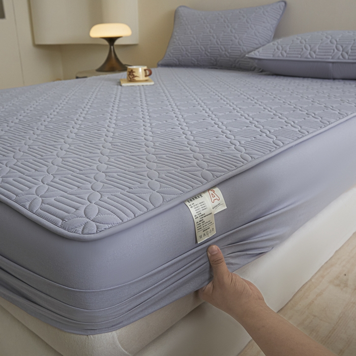 91家纺网 家纺一手货源 找家纺 芬晴家纺 2025新款A类全棉纯棉水洗棉大豆床笠单床笠单品床笠单件床笠 遇见-浅灰