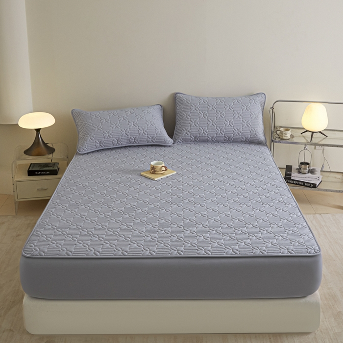 91家纺网 家纺一手货源 找家纺 芬晴家纺 2025新款A类全棉纯棉水洗棉大豆床笠单床笠单品床笠单件床笠 遇见-浅灰