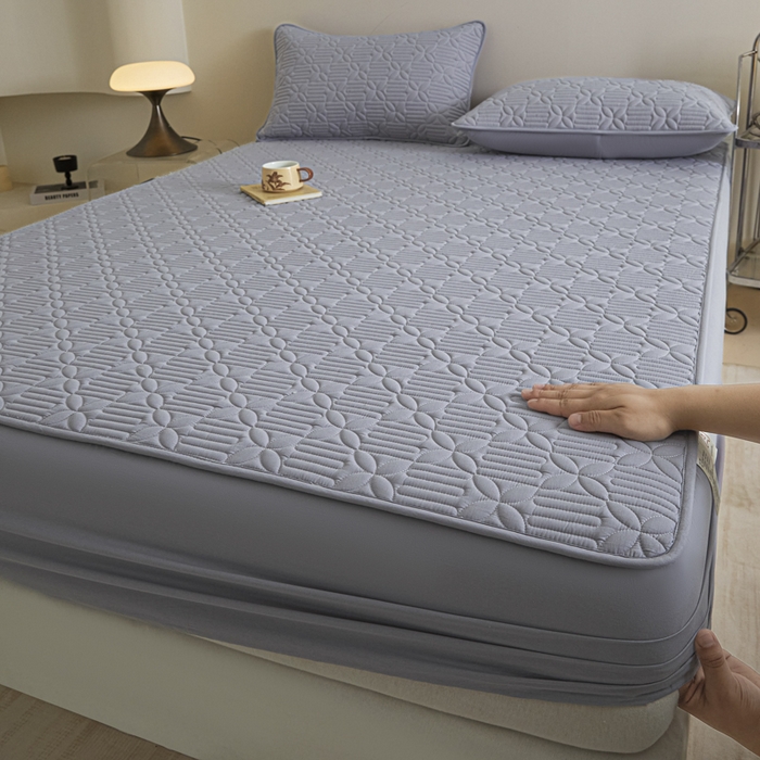 91家纺网 家纺一手货源 找家纺 芬晴家纺 2025新款A类全棉纯棉水洗棉大豆床笠单床笠单品床笠单件床笠 遇见-浅灰