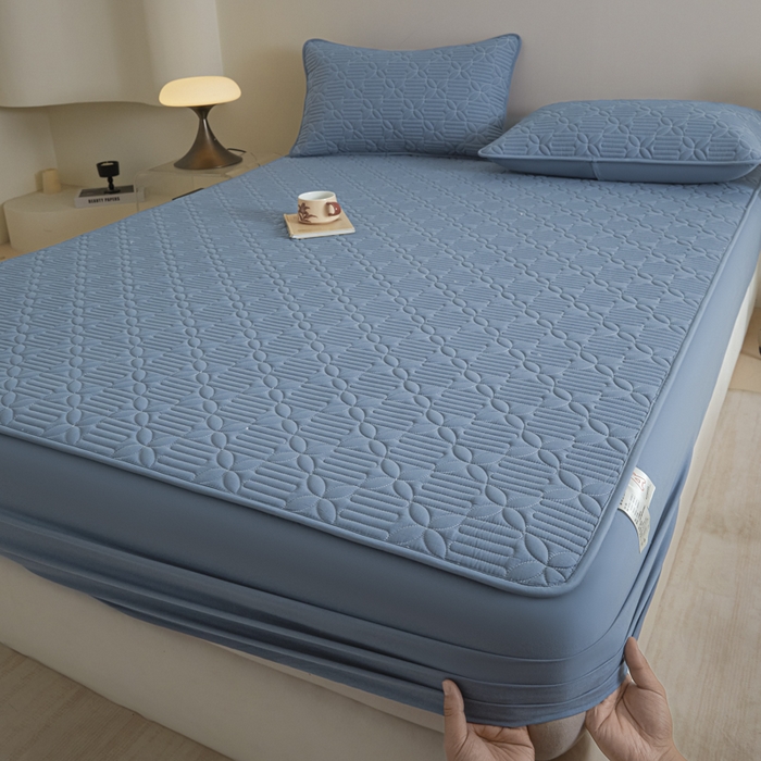 芬晴家纺 2025新款A类全棉纯棉水洗棉大豆床笠单床笠单品床笠单件床笠 遇见-雾蓝