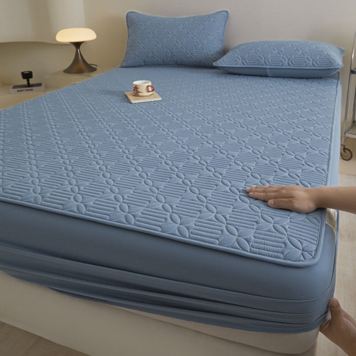 91家纺网 家纺一手货源 找家纺 芬晴家纺 2025新款A类全棉纯棉水洗棉大豆床笠单床笠单品床笠单件床笠 遇见-雾蓝