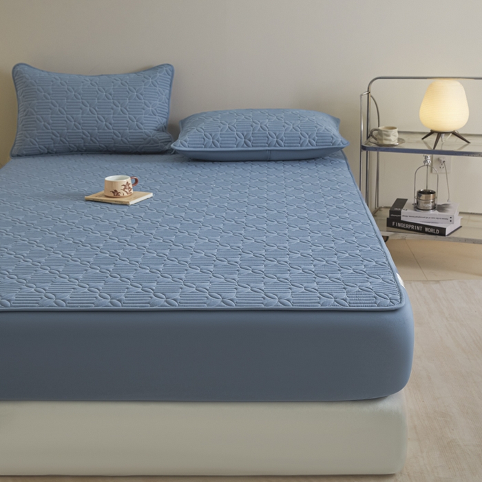 91家纺网 家纺一手货源 找家纺 芬晴家纺 2025新款A类全棉纯棉水洗棉大豆床笠单床笠单品床笠单件床笠 遇见-雾蓝