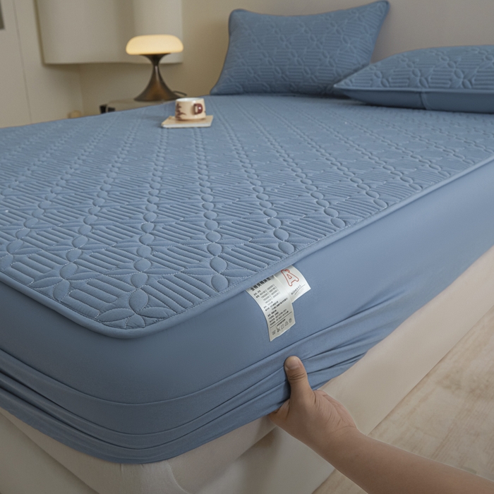 91家纺网 家纺一手货源 找家纺 芬晴家纺 2025新款A类全棉纯棉水洗棉大豆床笠单床笠单品床笠单件床笠 遇见-雾蓝