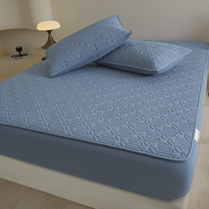 91家纺网 家纺一手货源 找家纺 芬晴家纺 2025新款A类全棉纯棉水洗棉大豆床笠单床笠单品床笠单件床笠 遇见-雾蓝