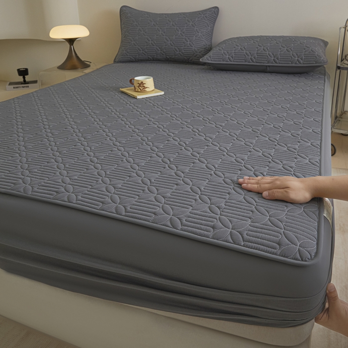 91家纺网 家纺一手货源 找家纺 芬晴家纺 2025新款A类全棉纯棉水洗棉大豆床笠单床笠单品床笠单件床笠 遇见-岩灰