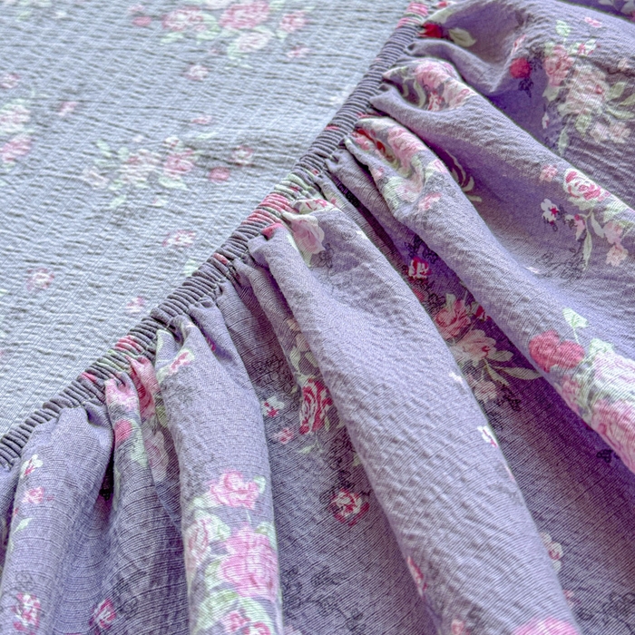 91家纺网 家纺一手货源 找家纺 佑佳家纺2025新款A类高克重水洗棉床笠 紫苏