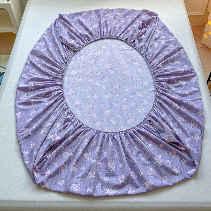 91家纺网 家纺一手货源 找家纺 佑佳家纺2025新款A类高克重水洗棉床笠 紫苏