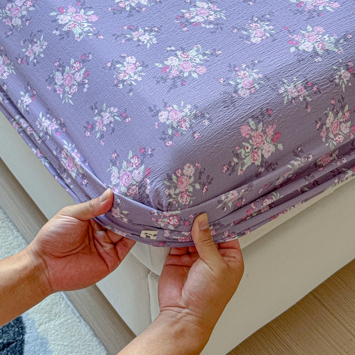 91家纺网 家纺一手货源 找家纺 佑佳家纺2025新款A类高克重水洗棉床笠 紫苏