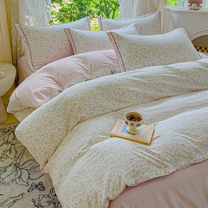 91家纺网 家纺一手货源 找家纺 可思家纺 2025新款云柔棉四件套 浪漫花海