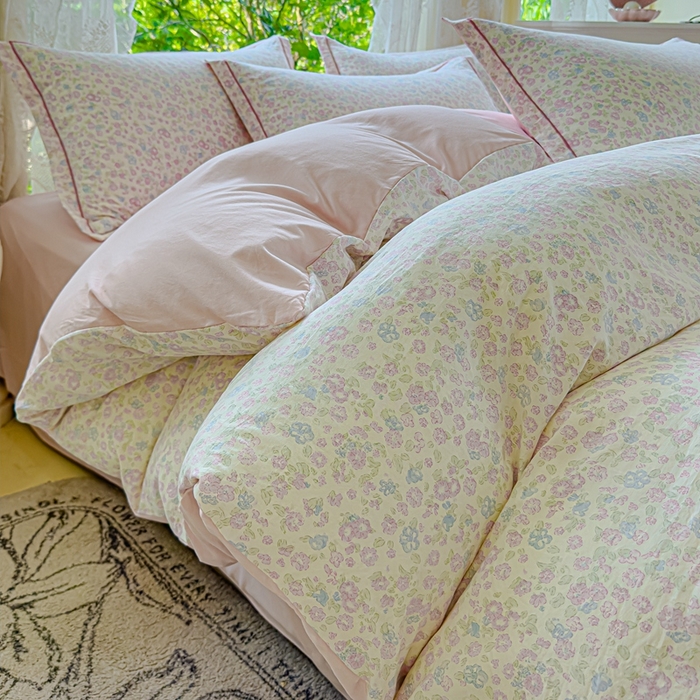 91家纺网 家纺一手货源 找家纺 可思家纺 2025新款云柔棉四件套 浪漫花海