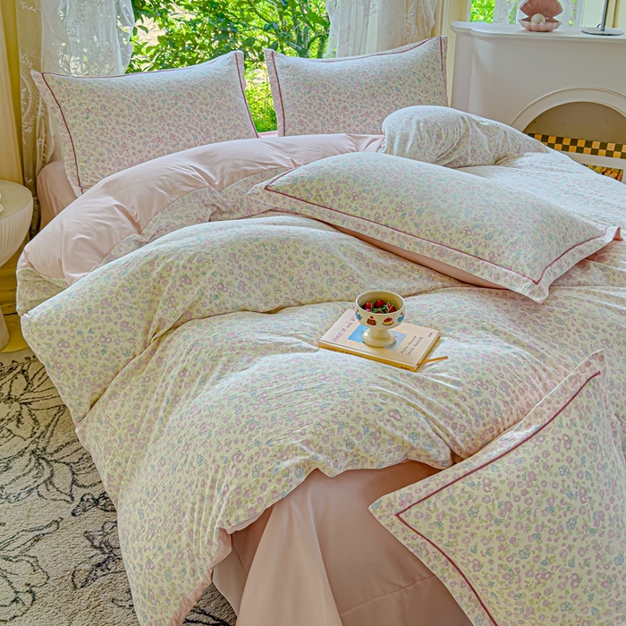 91家纺网 家纺一手货源 找家纺 可思家纺 2025新款云柔棉四件套 浪漫花海