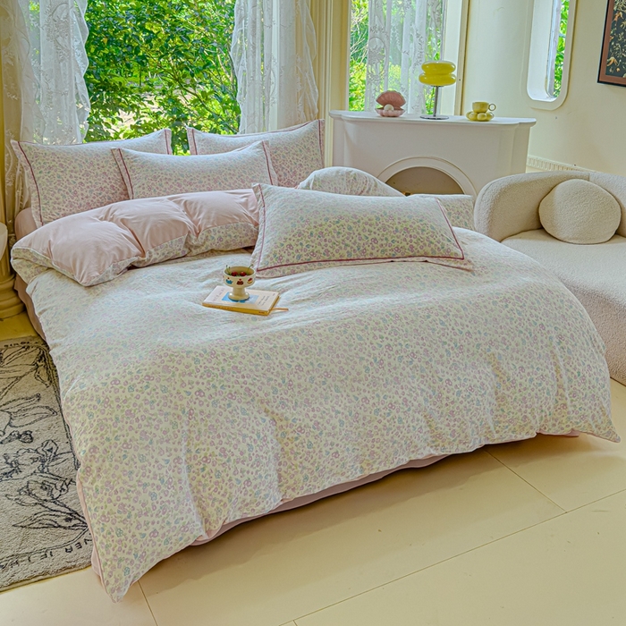 91家纺网 家纺一手货源 找家纺 可思家纺 2025新款云柔棉四件套 浪漫花海