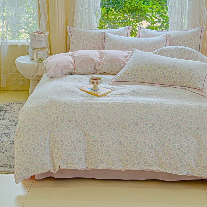 91家纺网 家纺一手货源 找家纺 可思家纺 2025新款云柔棉四件套 浪漫花海