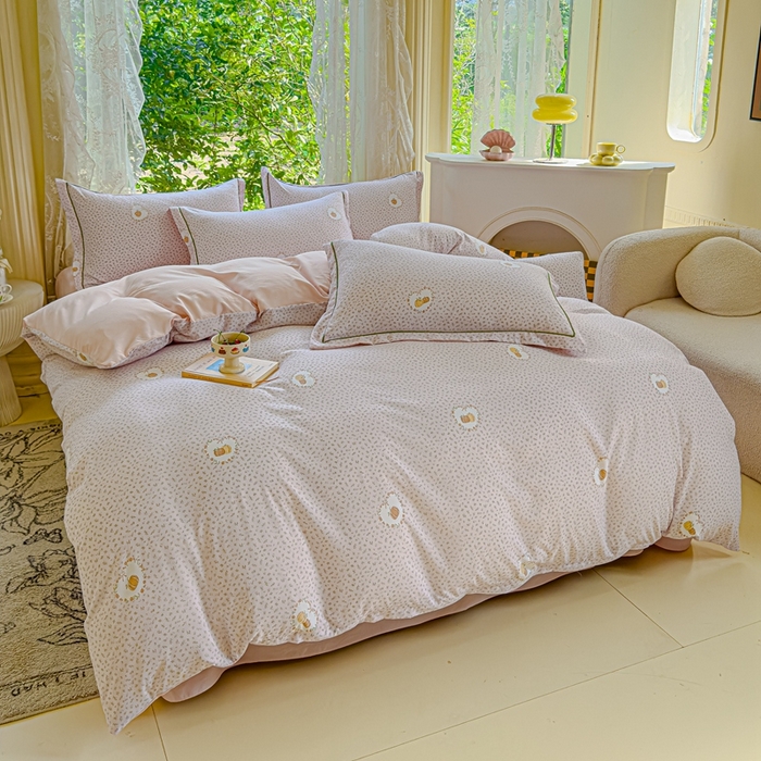 91家纺网 家纺一手货源 找家纺 可思家纺 2025新款云柔棉四件套 安徒生-浅粉