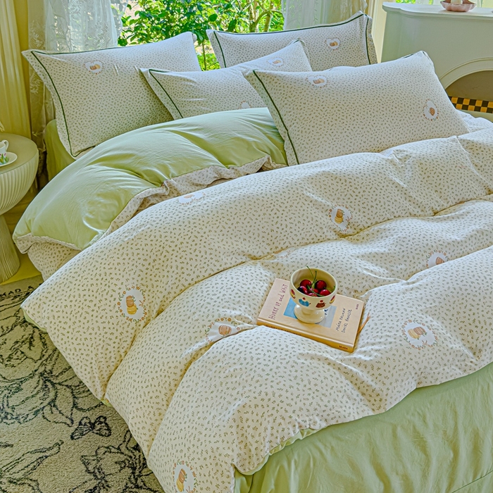 91家纺网 家纺一手货源 找家纺 可思家纺 2025新款云柔棉四件套 安徒生-浅绿