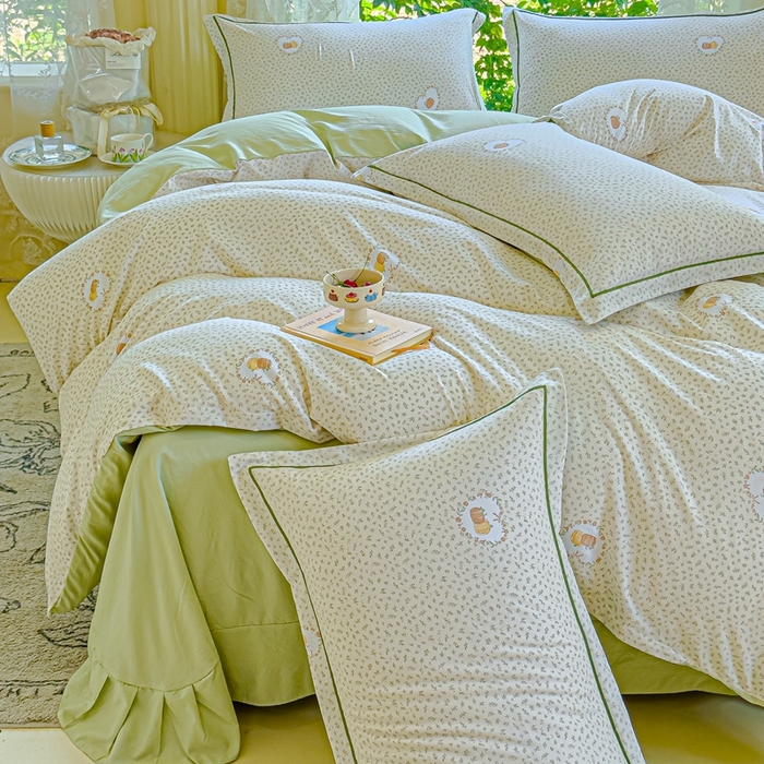 91家纺网 家纺一手货源 找家纺 可思家纺 2025新款云柔棉四件套 安徒生-浅绿