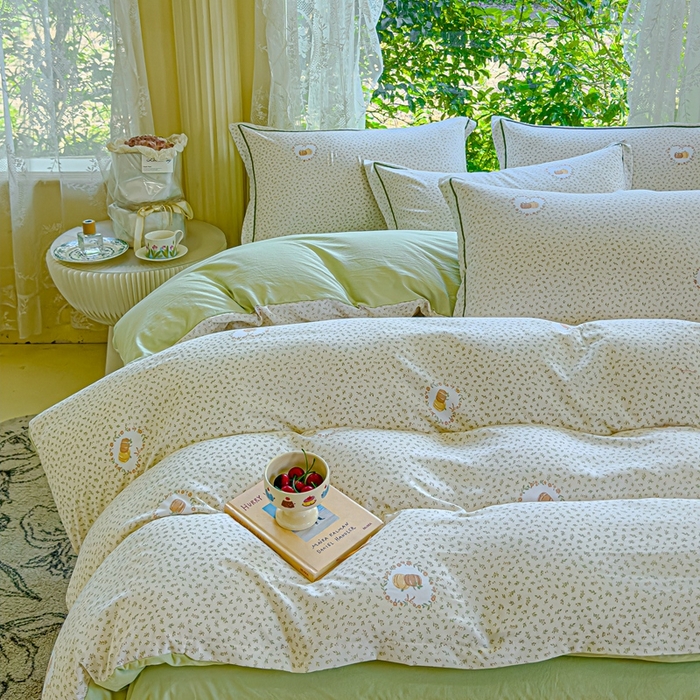 91家纺网 家纺一手货源 找家纺 可思家纺 2025新款云柔棉四件套 安徒生-浅绿