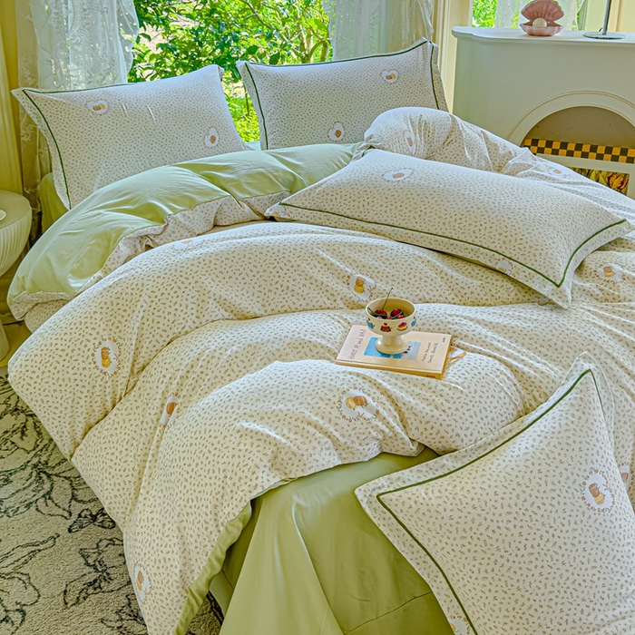 91家纺网 家纺一手货源 找家纺 可思家纺 2025新款云柔棉四件套 安徒生-浅绿