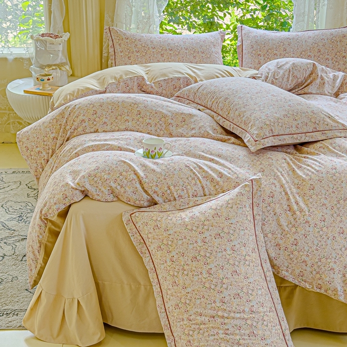 91家纺网 家纺一手货源 找家纺 可思家纺 2025新款云柔棉四件套 朝花夕拾