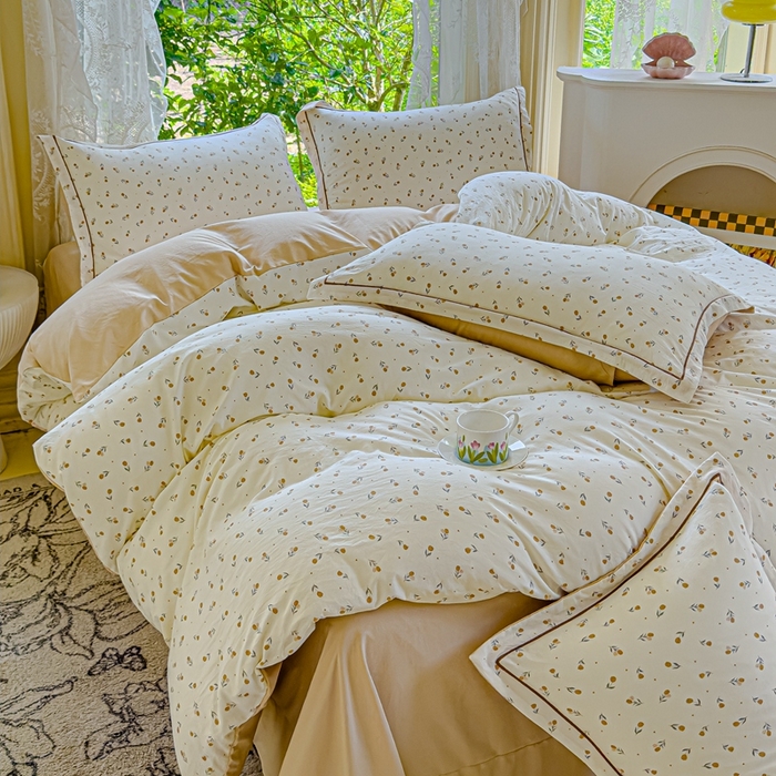 91家纺网 家纺一手货源 找家纺 可思家纺 2025新款云柔棉四件套 春日小花