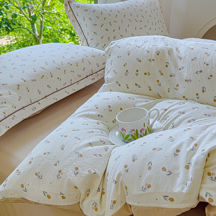 91家纺网 家纺一手货源 找家纺 可思家纺 2025新款云柔棉四件套 春日小花