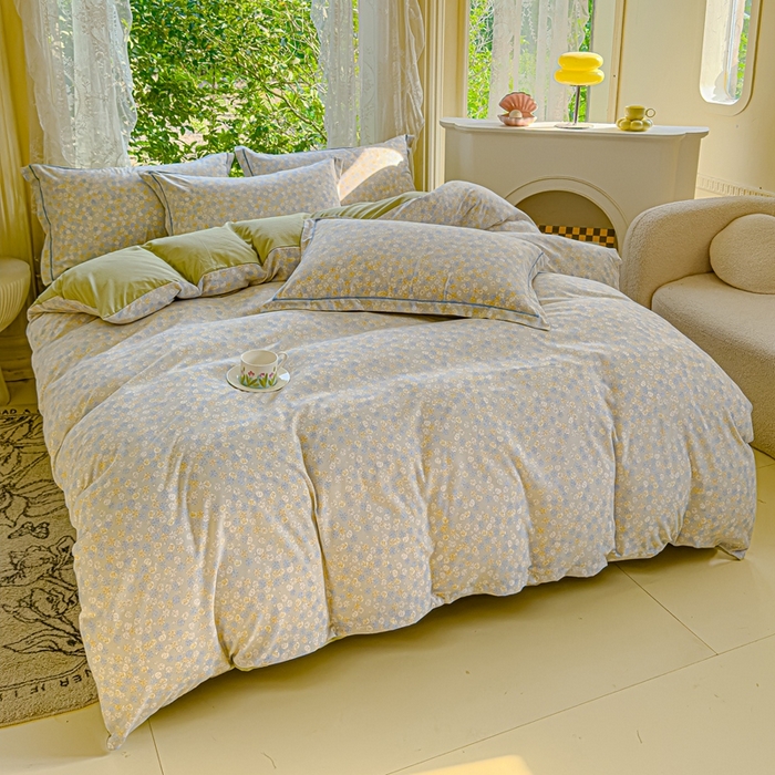 91家纺网 家纺一手货源 找家纺 可思家纺 2025新款云柔棉四件套 海棠花开