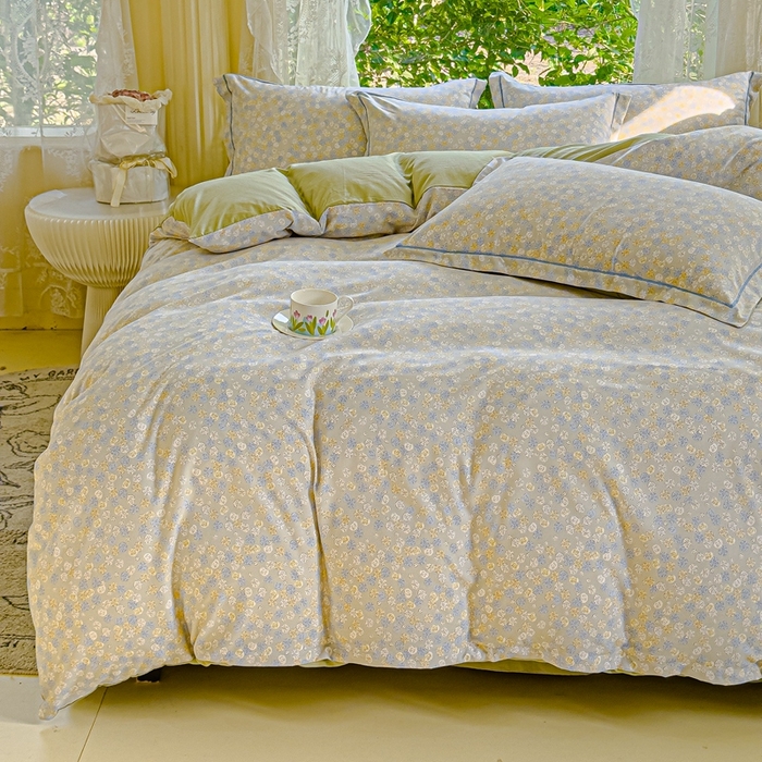 91家纺网 家纺一手货源 找家纺 可思家纺 2025新款云柔棉四件套 海棠花开