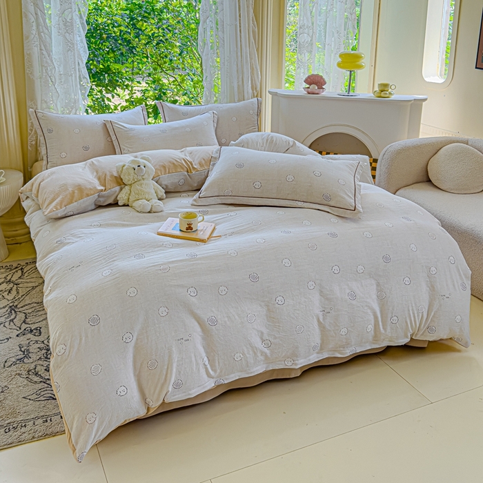 91家纺网 家纺一手货源 找家纺 可思家纺 2025新款云柔棉四件套 快乐修勾