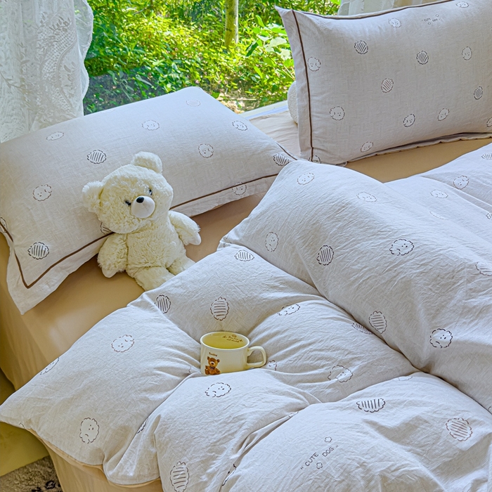 91家纺网 家纺一手货源 找家纺 可思家纺 2025新款云柔棉四件套 快乐修勾